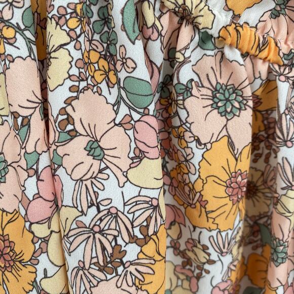 Arula Women's Ivory Yellow Peach Floral V Neckline Peplum Blouse Size 2X - Picture 6 of 8